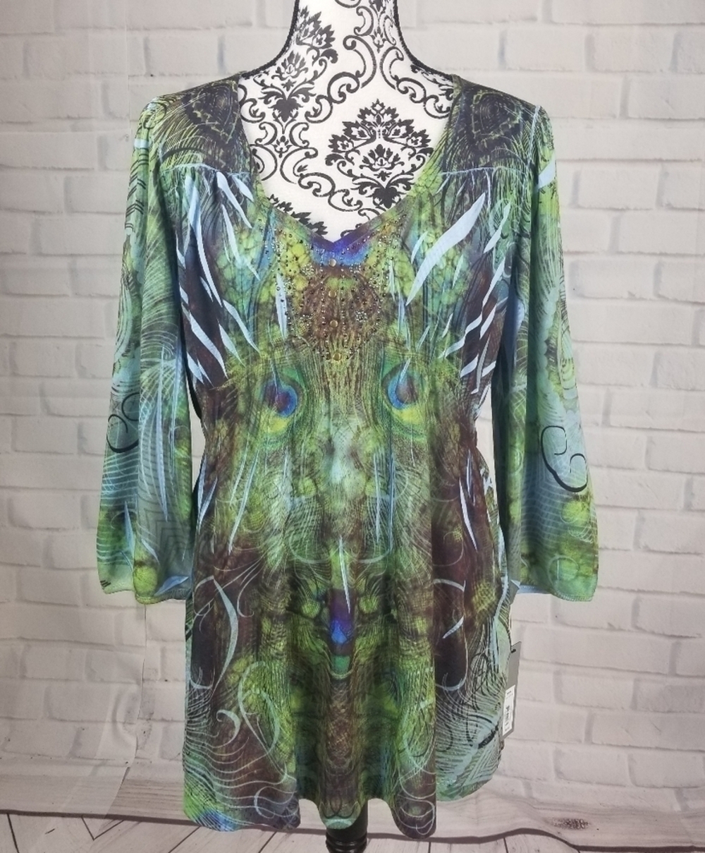 Apt 9 size medium long sleeve beaded front top